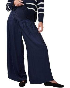 Ingrid & Isabel Flowy Wide Leg Woven Maternity Pant - Blue