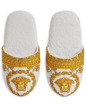 Versace I Heart Baroque Bath Slippers - White
