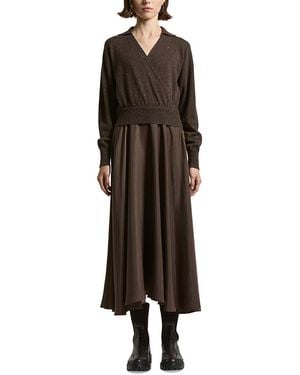 Peserico Knitted Double Material Dress - Brown