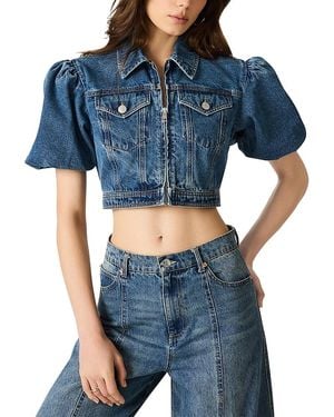 Steve Madden Marcy Puff Sleeve Denim Jacket - Blue