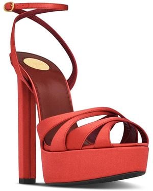 Saint Laurent Chandelle Platform Sandals - Red