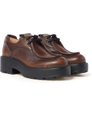 Miu Miu Allacciate Leather Oxford Dress Shoes - Brown