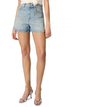 Maje Studded Denim Shorts - Blue