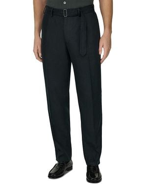 BOGGI Tapered Fit Linen Belt Pants - Black