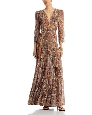 L'Agence Seraphina Tiered Maxi Dress - Brown