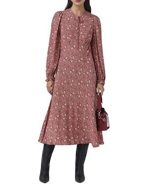 Ghost Stella Floral Crepe Tie Front Midi Dress - Red