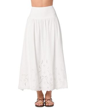 Astr Stevie Eyelet Embroidered Maxi Skirt - White