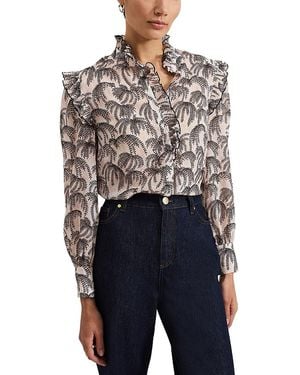 Phase Eight Serena Frill Blouse - Blue