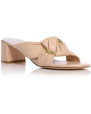 Stuart Weitzman Cece 50 Block Heel Slide Sandals - Pink