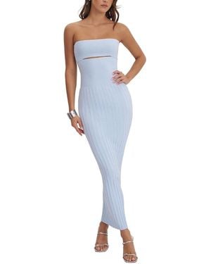 Miss Circle Yasmine Bamboo Knit Cutout Maxi Dress - Blue
