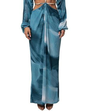 JLUXLABEL Hera Draped Maxi Skirt - Blue