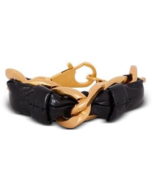 Balmain 1945 Soft Chain And Leather Bracelet - Black