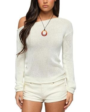 Edikted Violete Off Shoulder Sheer Sweater - White
