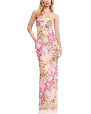 Dress the Population Audrina Bustier Gown in Natural | Lyst