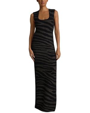 St. John Zebra Metallic Jacquard Gown - Black