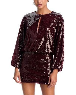 Aqua Sequin Long Sleeve Mini Dress - Purple