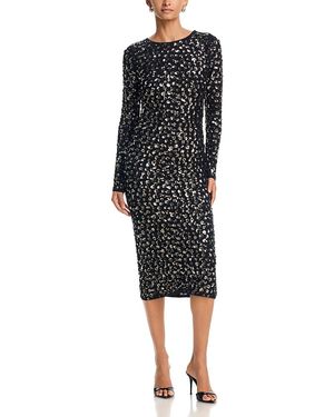 MILLY Abbygail Sequin Midi Dress - Black