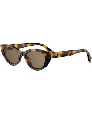 Fendi Lettering Oval Sunglasses, 51Mm - Metallic