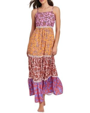 Red Carter Tie Back Maxi Swim Cover-Up Dress - Red