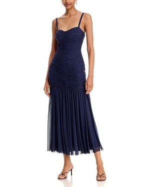 Aqua Bustier Maxi Mesh Dress - Blue