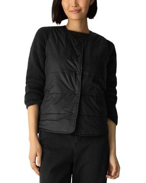 Eileen Fisher Nylon Round Neck Quilted Vest - Black