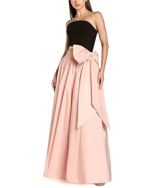 Mac Duggal Crepe And Faille Strapless Gown With Bow Detail - Pink