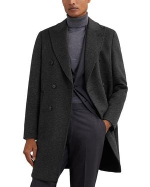 Reiss Timpano Wool Blend Regular Fit Double Breasted Overcoat - Black