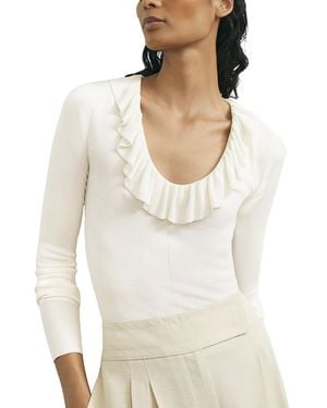 Reiss Rosie Ruffled Neck Top - White