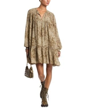 Michael Kors Printed Tiered Mini Dress - Natural