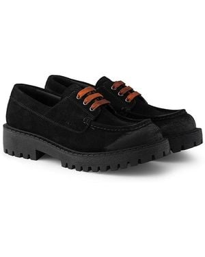 Prada Waxed Suede Lace-Up Shoes - Black