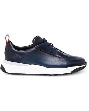 Santoni Leather Low Top Sneakers - Blue