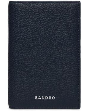 Sandro Grained Leather Foldable Card Holder - Blue