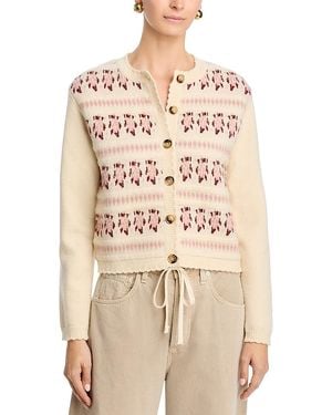 Aqua Heartloom Fair Isle Cardigan - Natural