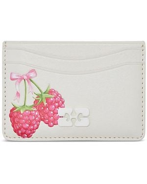 Ganni Bou Raspberry Card Holder - White