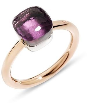 Pomellato 18K & Rose Nudo Amethyst Cushion Petite Solitaire Ring - Pink