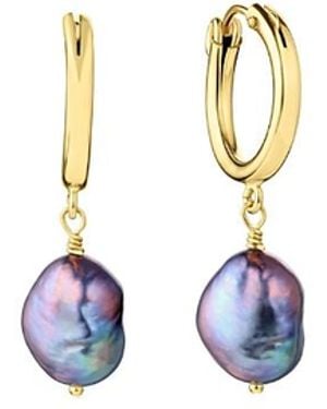SET & STONES Adelle Pearl Hoops - White