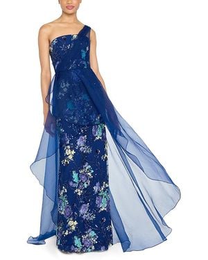 THEIA Noemi One Shoulder Sequined Gown - Blue