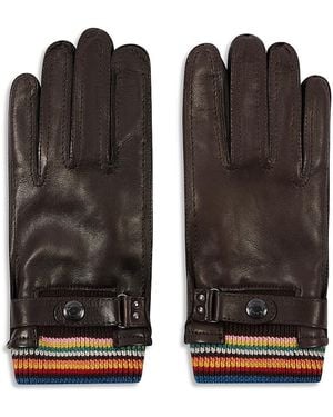 Paul Smith Striped Cuff Gloves - Black
