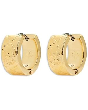 Tory Burch Small Icon T Monogram Hoop Earrings - White