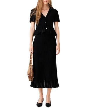 Maje Jorga Pleated Knit Skirt - Black