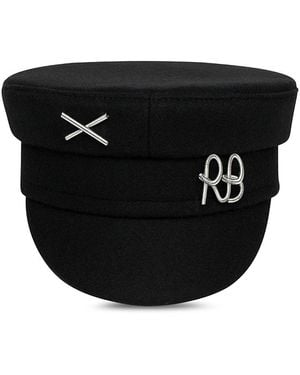 Ruslan Baginskiy Logo Embellished Wool Baker Boy Cap - Black