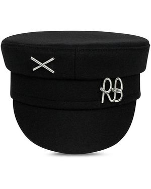Ruslan Baginskiy Logo Embellished Wool Baker Boy Cap - Black