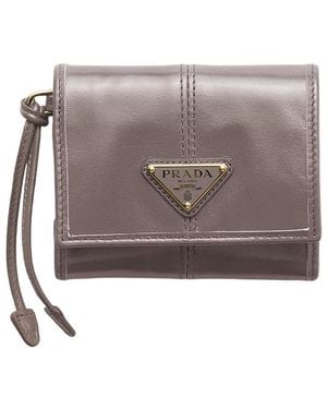 Prada Small Leather Wallet - Gray