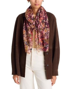 V. Fraas Blurred Floral Scarf - Brown