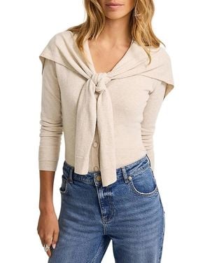Mint Velvet Cotton Blend Scarf Detail Knit Cardigan - Blue
