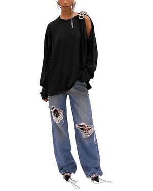 Area Crystal Fray Relaxed Jeans - Black