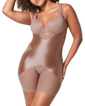 Spanx Open Bust Mid Thigh Bodysuit - Natural