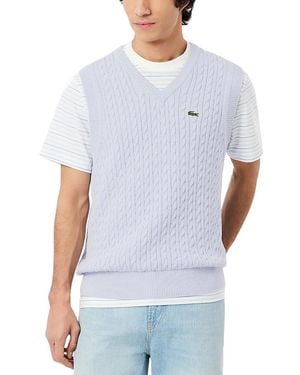 Lacoste Cable Knit Cotton Sweater Vest - White