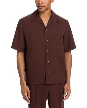 Jonathan Simkhai Cade Loose Fit Camp Collar Shirt - Brown