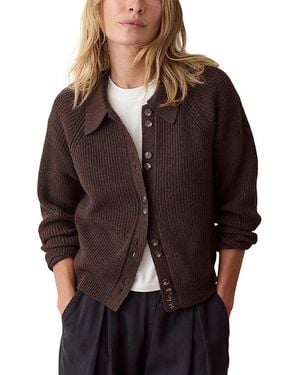 Marine Layer Parker Collared Long Sleeve Cardigan - Brown